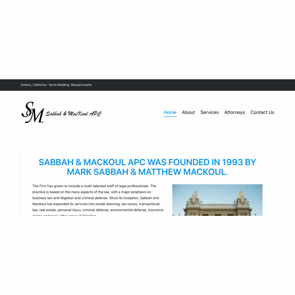 Escobedo Design – Sabbah & MacKoul APC, Website Design